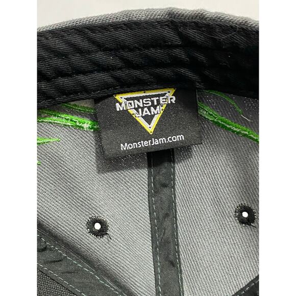 Grave Digger Monster Truck Racing Vintage Snap Back Hat Gray with flames - Picture 4 of 10